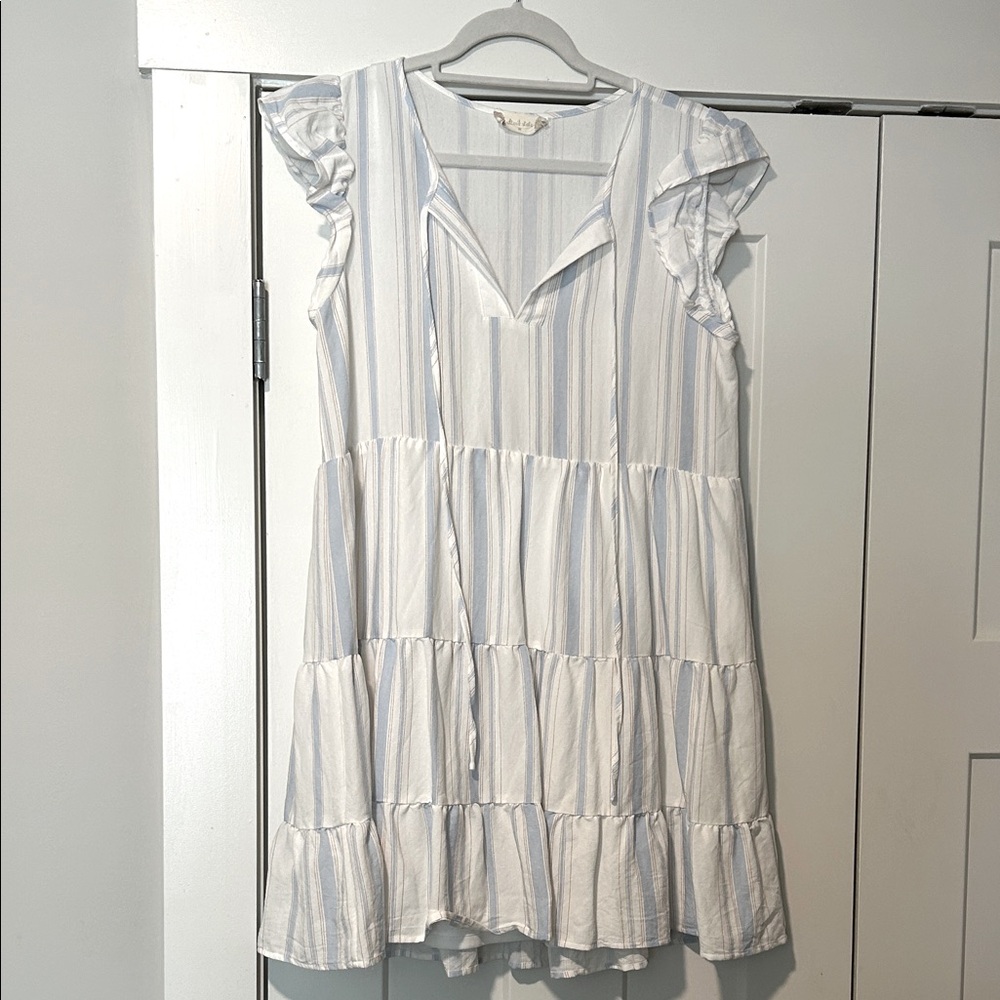 Altar'd State Blue and White Tiered Dress